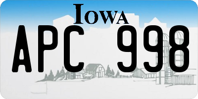 IA license plate APC998