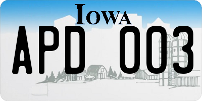 IA license plate APD003