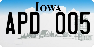 IA license plate APD005