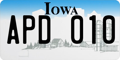 IA license plate APD010