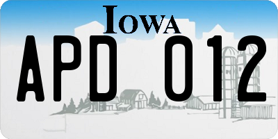 IA license plate APD012