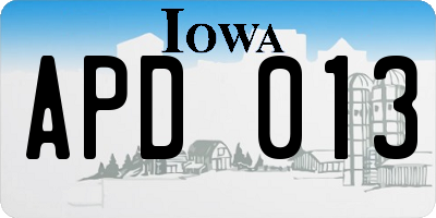 IA license plate APD013