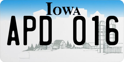 IA license plate APD016