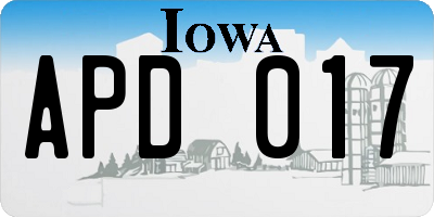 IA license plate APD017