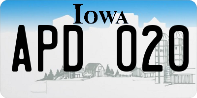 IA license plate APD020