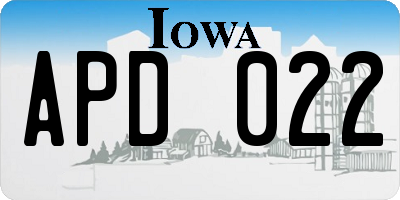 IA license plate APD022