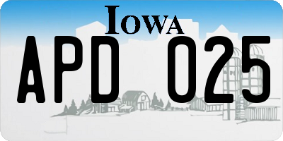 IA license plate APD025
