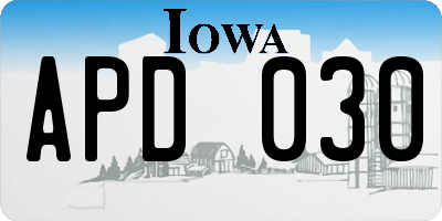 IA license plate APD030