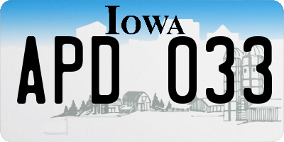 IA license plate APD033