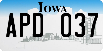 IA license plate APD037