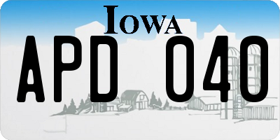 IA license plate APD040
