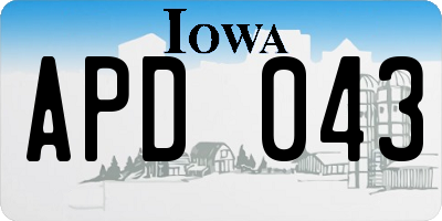 IA license plate APD043