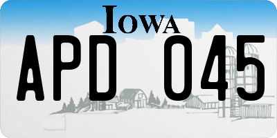 IA license plate APD045
