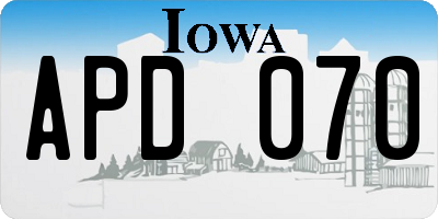 IA license plate APD070
