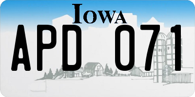 IA license plate APD071