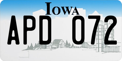 IA license plate APD072