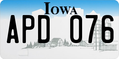 IA license plate APD076