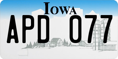 IA license plate APD077