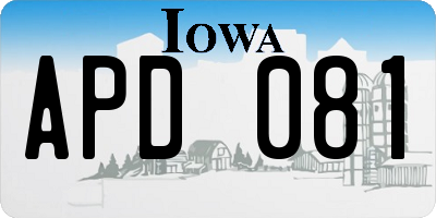IA license plate APD081