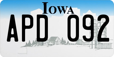 IA license plate APD092