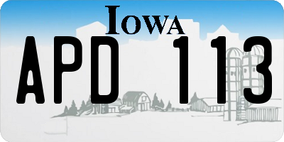 IA license plate APD113