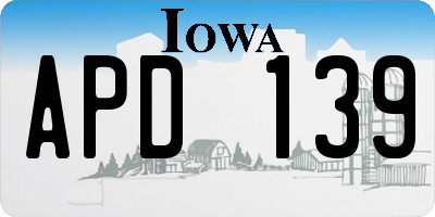 IA license plate APD139
