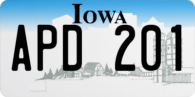IA license plate APD201