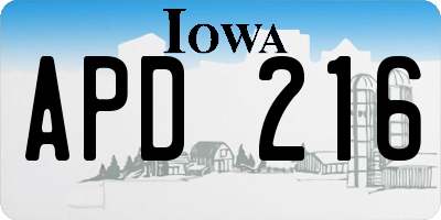 IA license plate APD216