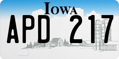 IA license plate APD217
