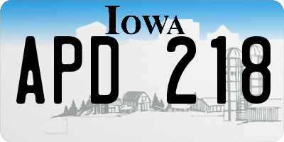 IA license plate APD218