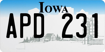 IA license plate APD231