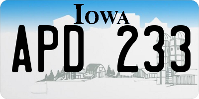 IA license plate APD233