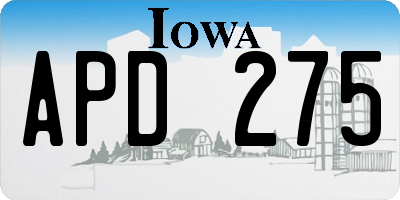 IA license plate APD275