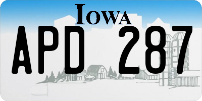 IA license plate APD287