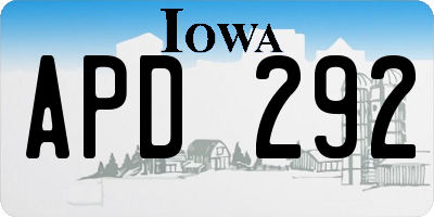 IA license plate APD292
