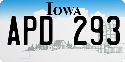 IA license plate APD293