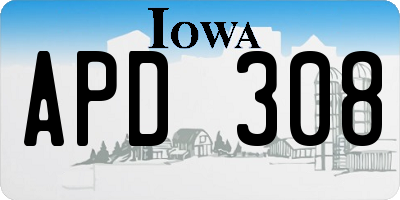 IA license plate APD308