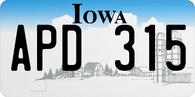 IA license plate APD315