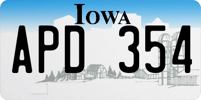 IA license plate APD354