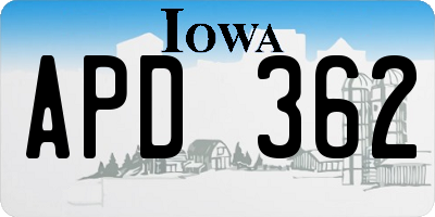 IA license plate APD362