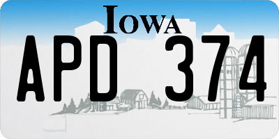 IA license plate APD374
