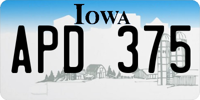 IA license plate APD375
