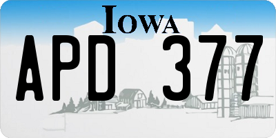 IA license plate APD377