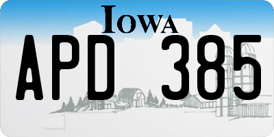 IA license plate APD385
