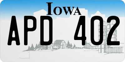 IA license plate APD402