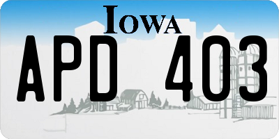 IA license plate APD403