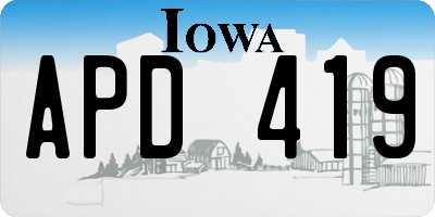 IA license plate APD419