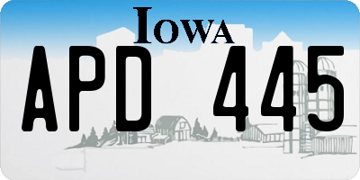 IA license plate APD445