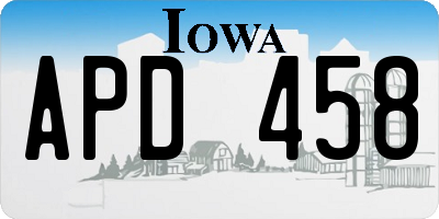 IA license plate APD458