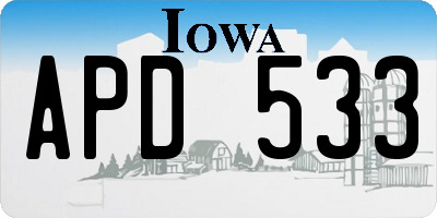 IA license plate APD533